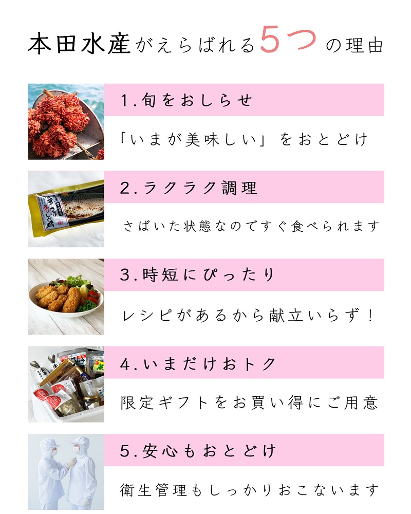 本田水産が選ばれる5つの理由
